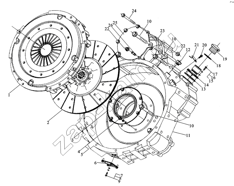 Схема/чертеж: M3400-1600000 CLUTCH ASSY / Shaanxi MAN-F2000 (SX3254JS384)