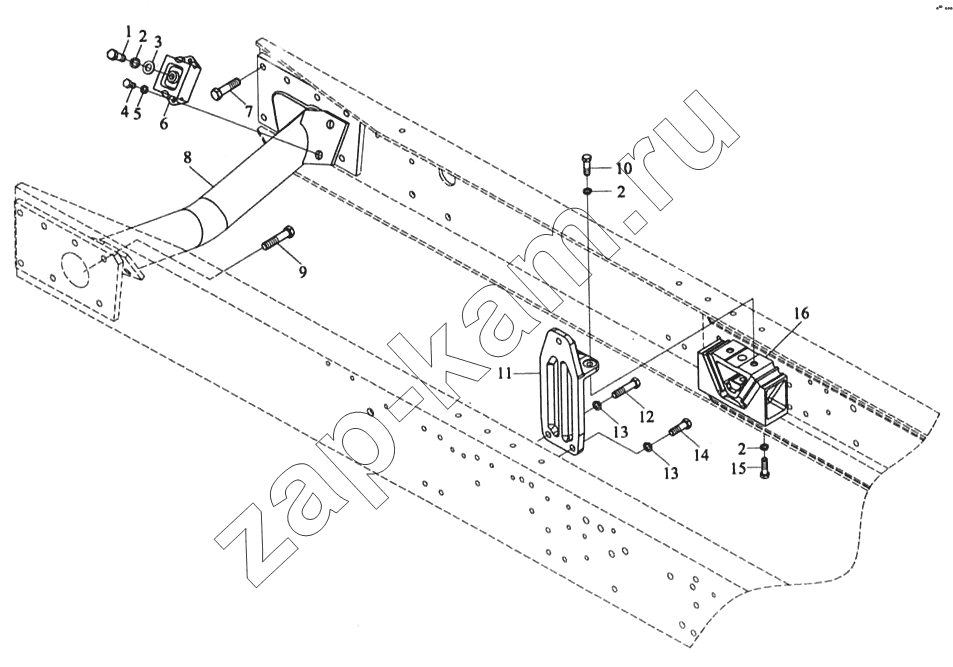 Схема/чертеж: Подвеска двигателя (Евро II) / Shaanxi MAN-F2000 (SX3254JS384)