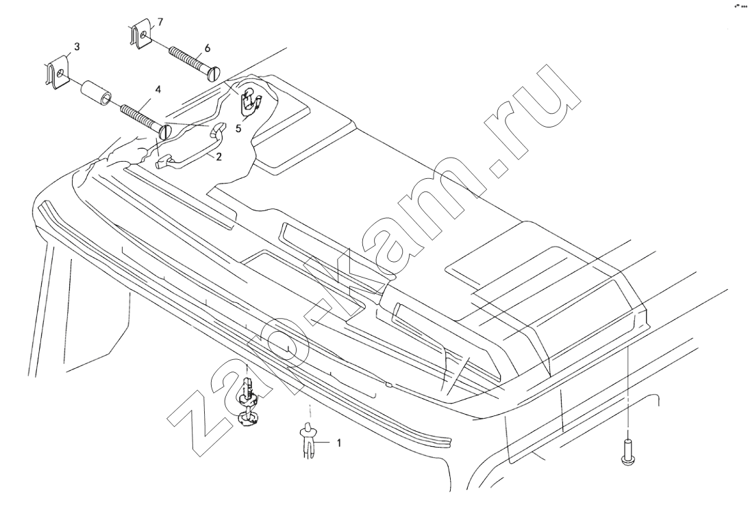 Схема/чертеж: HEADLINING WITH MOUNTING AND GRAB HANDLE / Shaanxi Shacman SX3255DR385