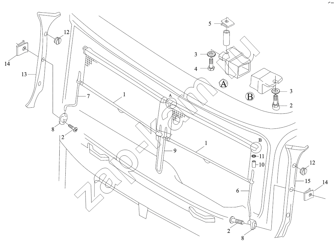 Схема/чертеж: SUN VISOR ROLLER / Shaanxi Shacman SX3255DR385