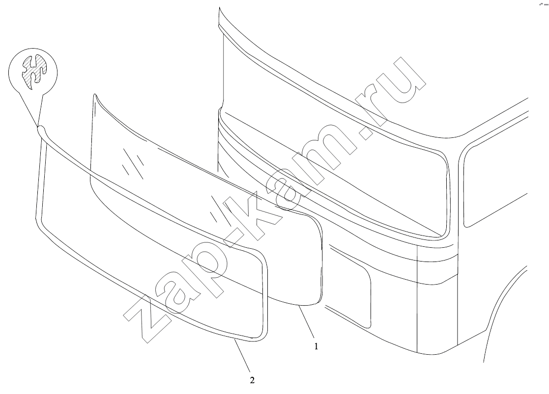 Схема/чертеж: WINDSHIELD ASSEMBLY / Shaanxi Shacman SX3255DR385