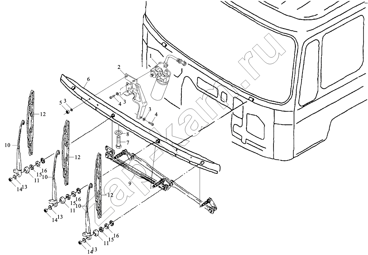 Схема/чертеж: WIPER SYSTEM / Shaanxi Shacman SX3255DR385