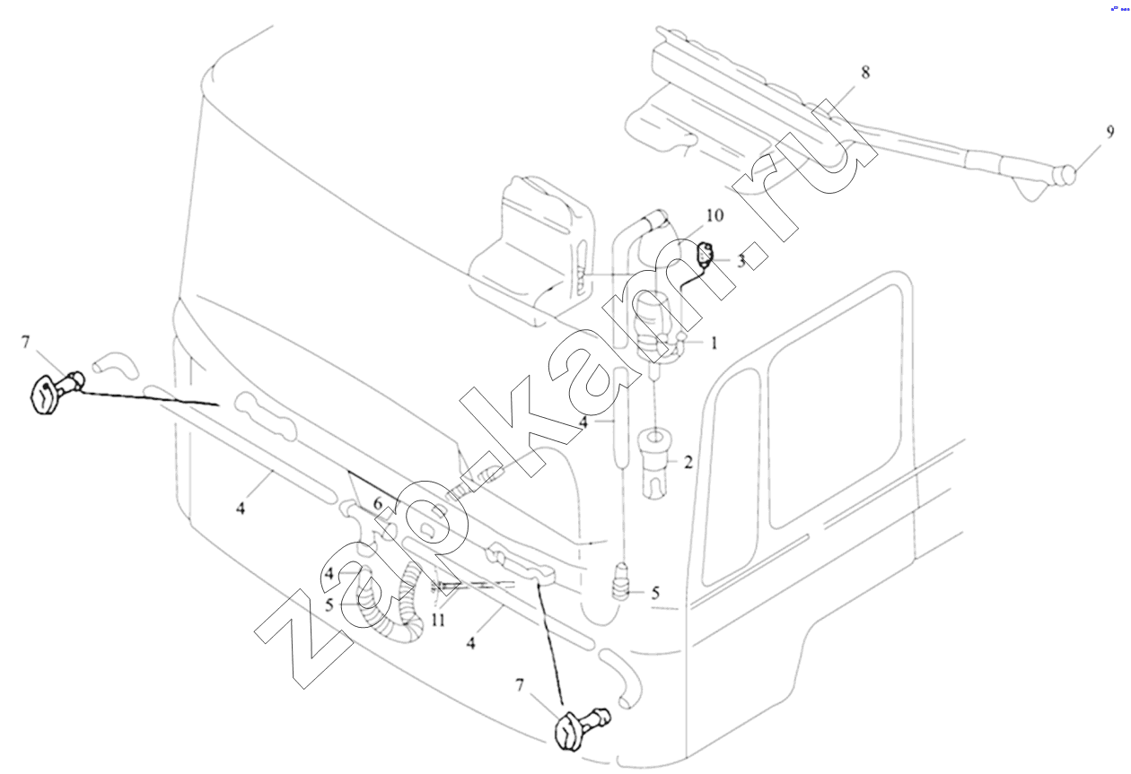 Схема/чертеж: WINDSCREEN WASHER PUMP AND ACCESSORIES / Shaanxi Shacman SX3255DR385