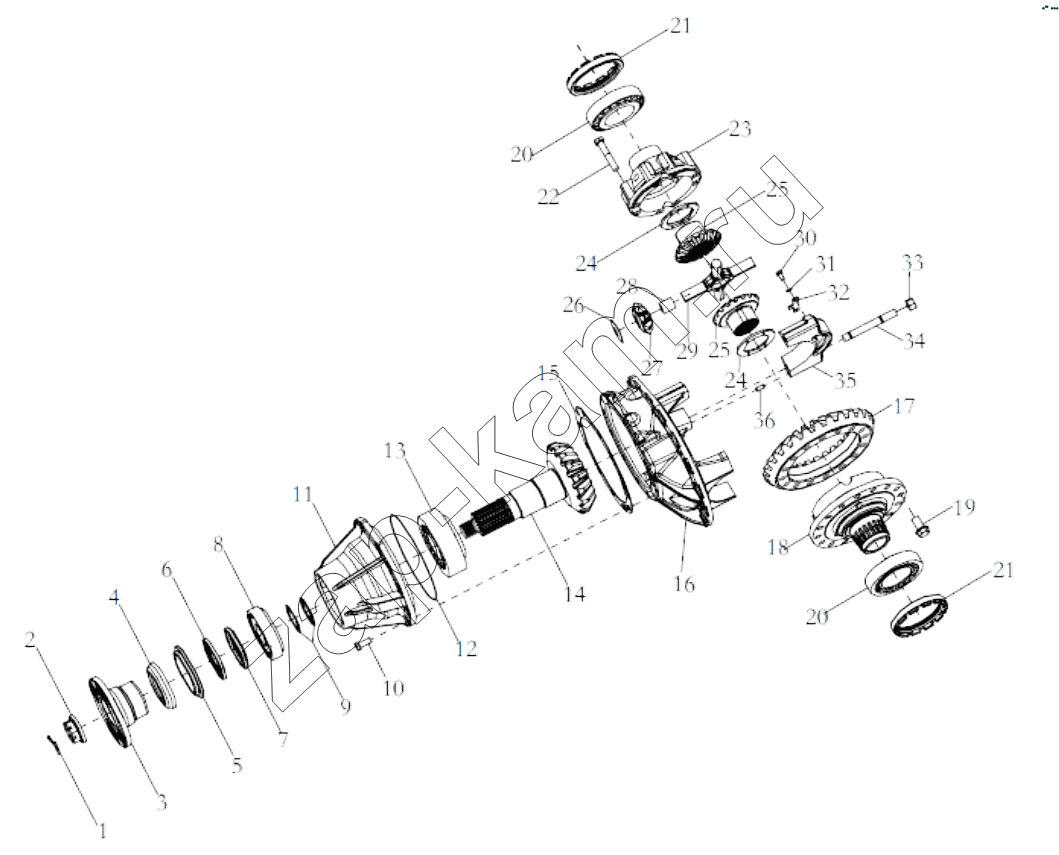 Схема/чертеж: FRONT AXLE DRIVE / Shaanxi Shacman SX3255DR385