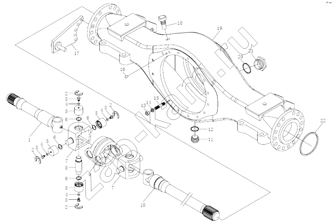 Схема/чертеж: FRONT AXLE HOUSING / Shaanxi Shacman SX3255DR385