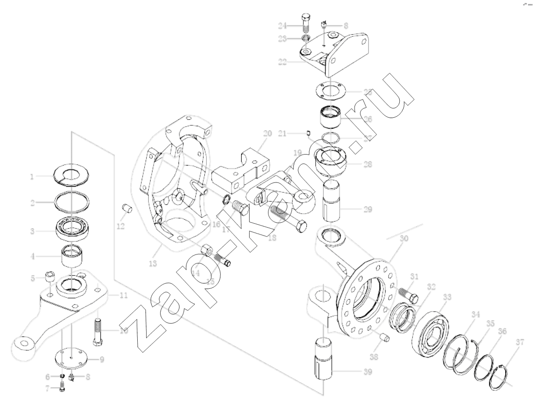 Схема/чертеж: DRIVE FRONT AXLE STEERING KNUCKLE / Shaanxi Shacman SX3255DR385