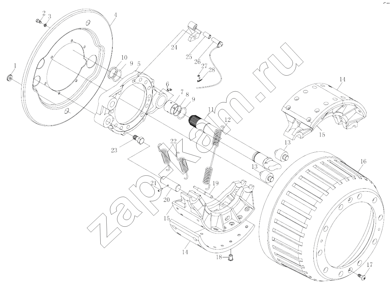 Схема/чертеж: STR TRANSAXLE BRAKE I / Shaanxi Shacman SX3255DR385