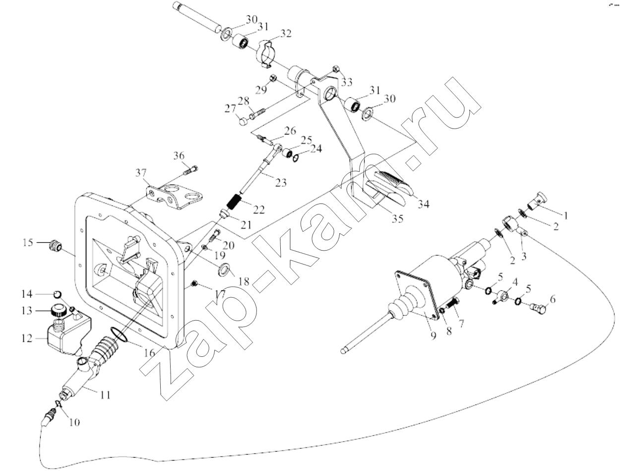 Схема/чертеж: PULL CLUTCH CONTROL DEVICE / Shaanxi Shacman SX3255DR385