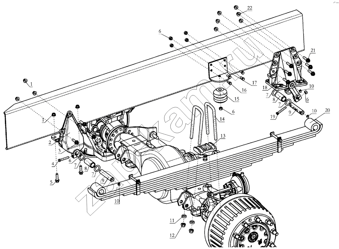Схема/чертеж: FRONT SUSPENSION / Shaanxi Shacman SX3255DR385