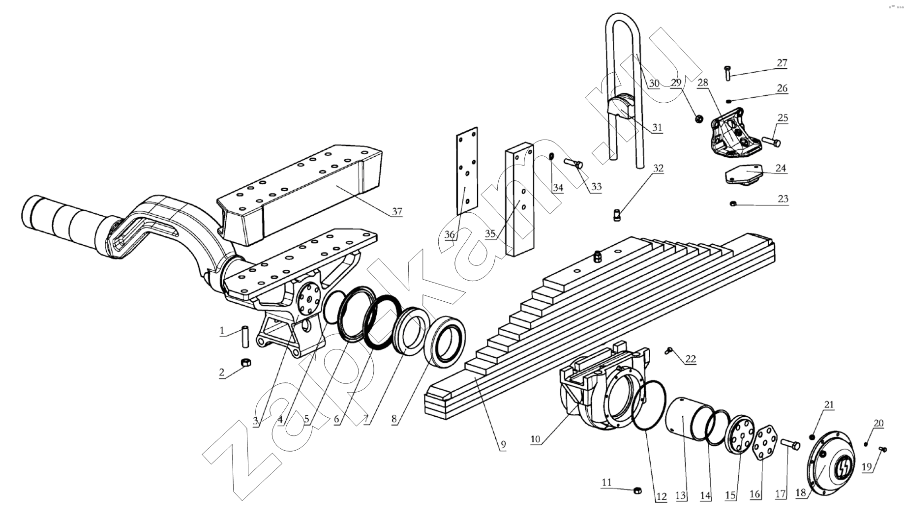Схема/чертеж: REAR SUSPENSION I / Shaanxi Shacman SX3255DR385