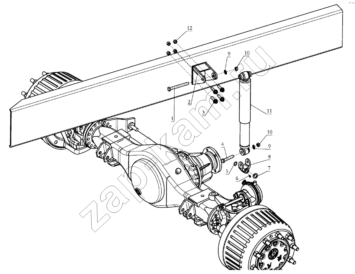 Схема/чертеж: FRONT SHOCK ABSORBER (DC93259680110) / Shaanxi Shacman SX3255DR385