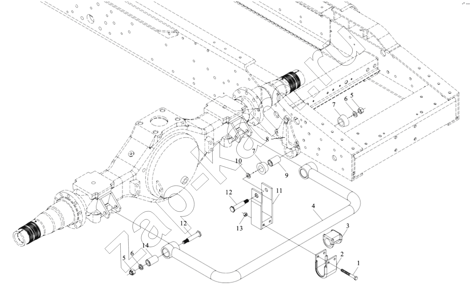 Схема/чертеж: REAR STABILIZER ASSY (DC93259680110) / Shaanxi Shacman SX3255DR385