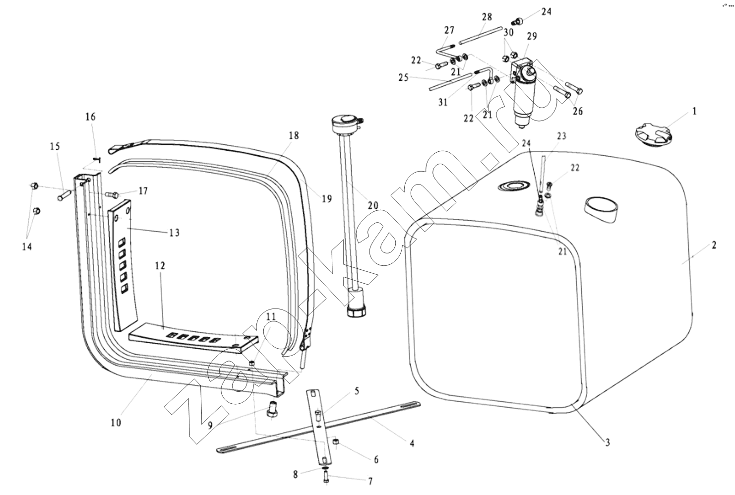 Схема/чертеж: FUEL TANK ASSEMBLY 380L / Shaanxi Shacman SX3255DR385