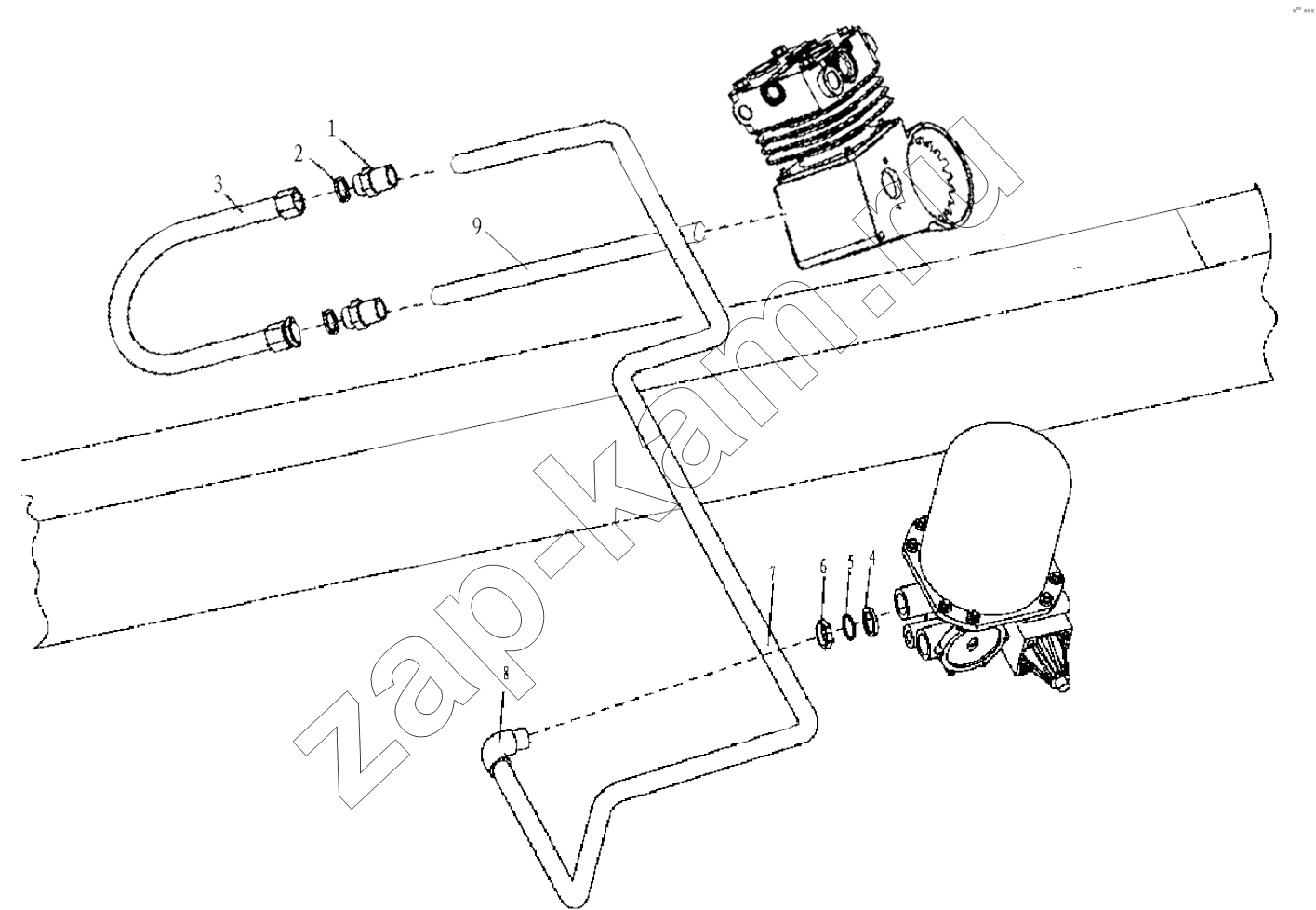 Схема/чертеж: AIR COMPESSOR OUTER LINE / Shaanxi Shacman SX3255DR385