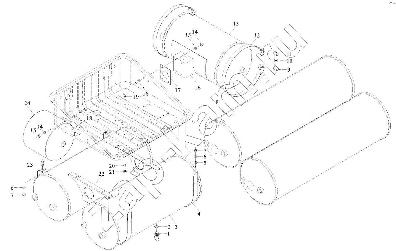 Схема/чертеж: AIR TANK FIXING / Shaanxi Shacman SX3255DR385