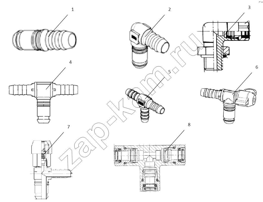 Схема/чертеж: CONNECTING PARTS, LINE AND NIPPLE JOINT / Shaanxi Shacman SX3255DR385