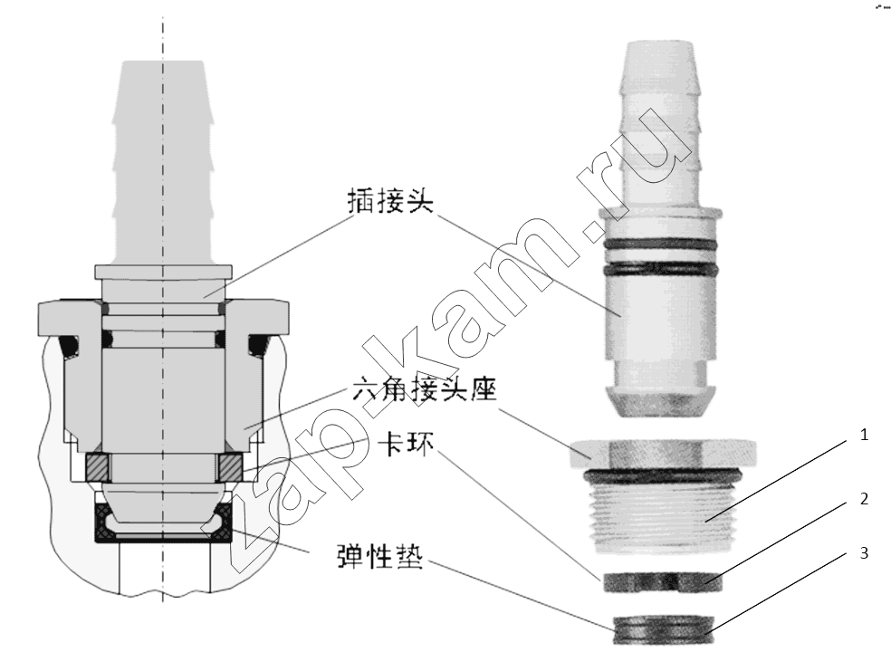 Схема/чертеж: CONNECTING PARTS, LINE AND NIPPLE JOINT / Shaanxi Shacman SX3255DR385