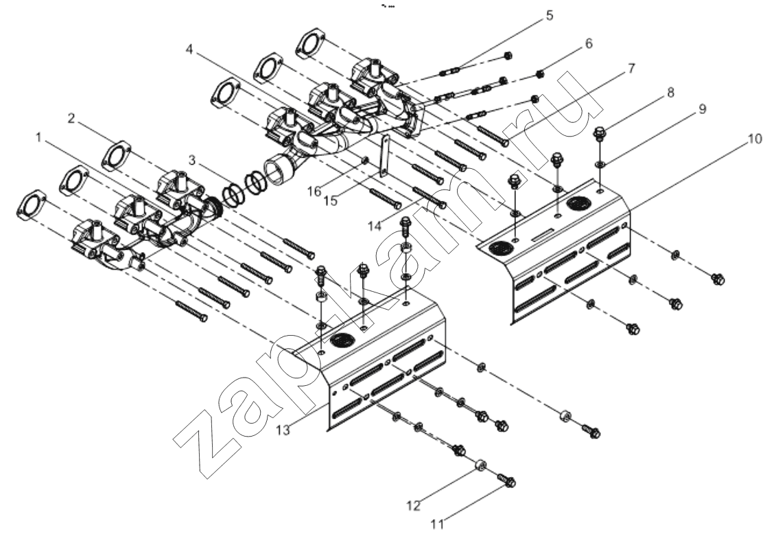 Схема/чертеж: EXHAUST MANIFOLD GROUP / Shaanxi Shacman F2000
