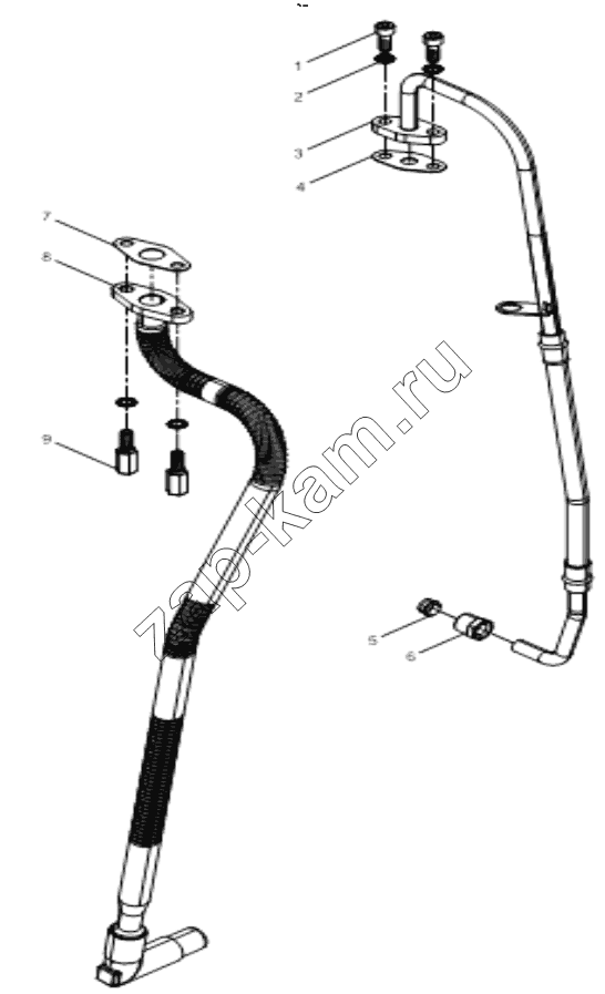 Схема/чертеж: TURBOCHARGER OIL PIPE GROUP / Shaanxi Shacman F3000