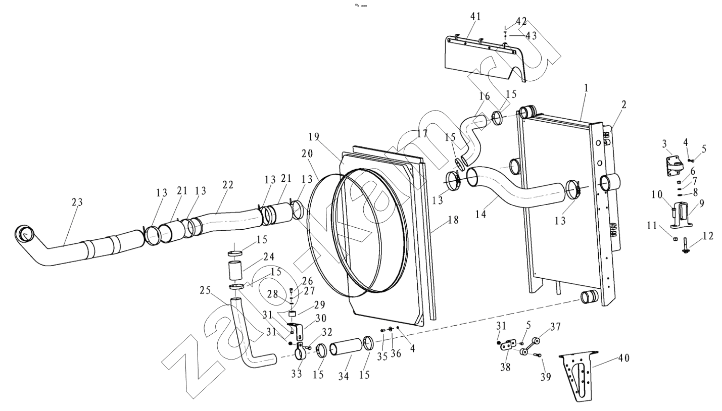 Схема/чертеж: COOLER SYSTEM (F2000/WD12) / Shaanxi Shacman F3000