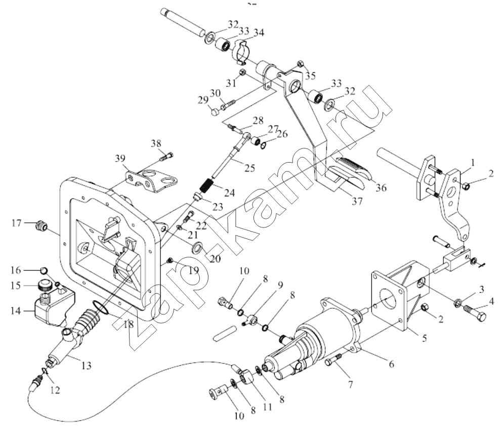 Схема/чертеж: PUSH CLUTCH CONTROL DEVICE / Shaanxi Shacman F2000