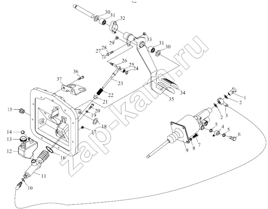 Схема/чертеж: PULL CLUTCH CONTROL DEVICE / Shaanxi Shacman F3000