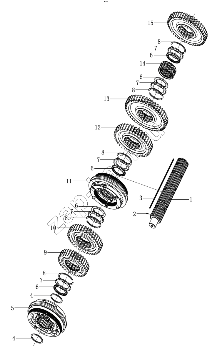Схема/чертеж: 9JS135T-B SECOND SHAFT ASSEMBLY / Shaanxi Shacman F3000