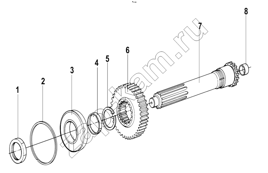 Схема/чертеж: 9JS135T-THE FIRST SHAFT ASSEMBLY / Shaanxi Shacman F3000
