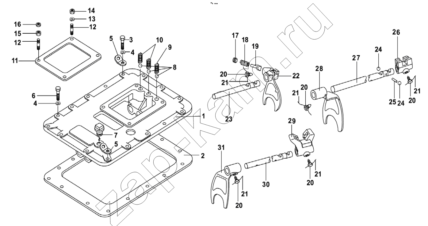 Схема/чертеж: 9JS135T-B THE TRANSMISSION COVER ASSEMBLY / Shaanxi Shacman F3000