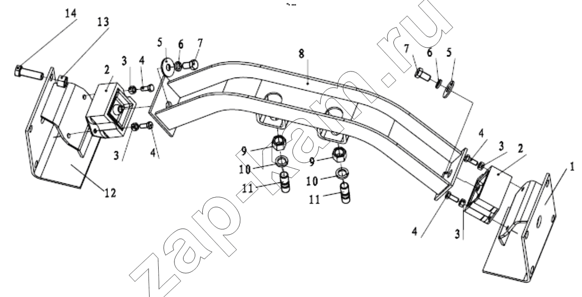 Схема/чертеж: GEAR BOX SUPPORT / Shaanxi Shacman F2000