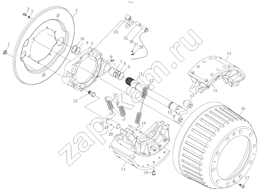 Схема/чертеж: STR DRIVE AXLE BRAKE I / Shaanxi Shacman F3000