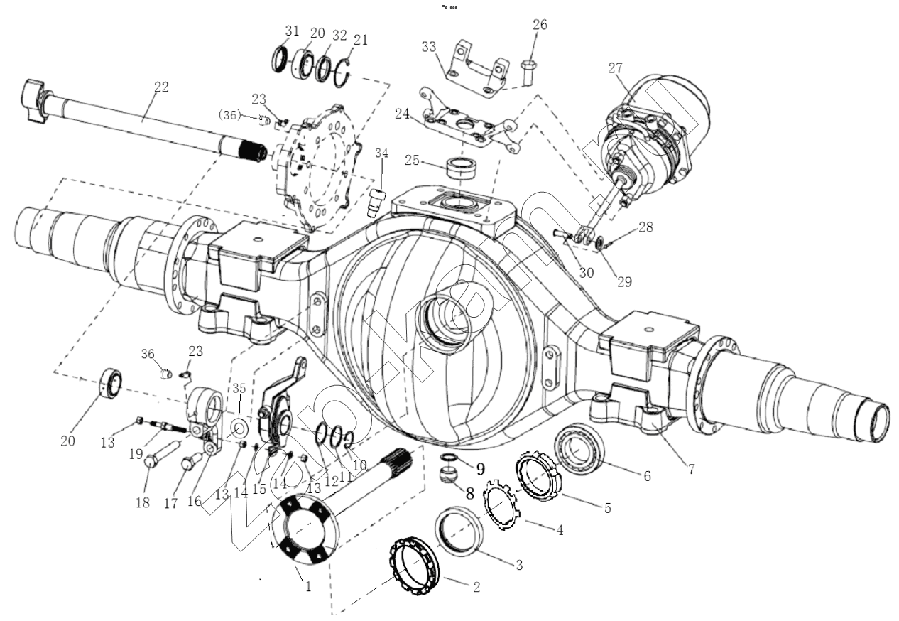 Схема/чертеж: HD469 SINGLE-STAGE BRIDGE MIDDLE BRIDGE BRIDGE SHELL / Shaanxi Shacman F2000