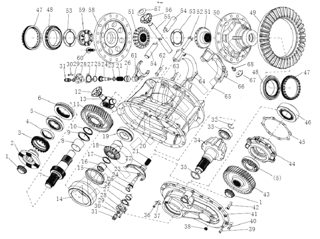 Схема/чертеж: HD469 SINGLE-STAGE BRIDGE MIDDLE BRIDGE MIDDLE SECTION / Shaanxi Shacman F2000