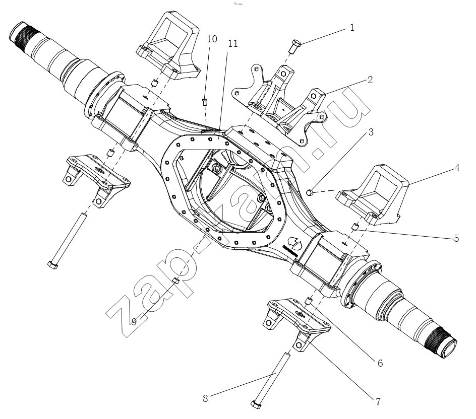 Схема/чертеж: MAN (1860) HOUSING MIDDLE AXLE / Shaanxi Shacman F2000