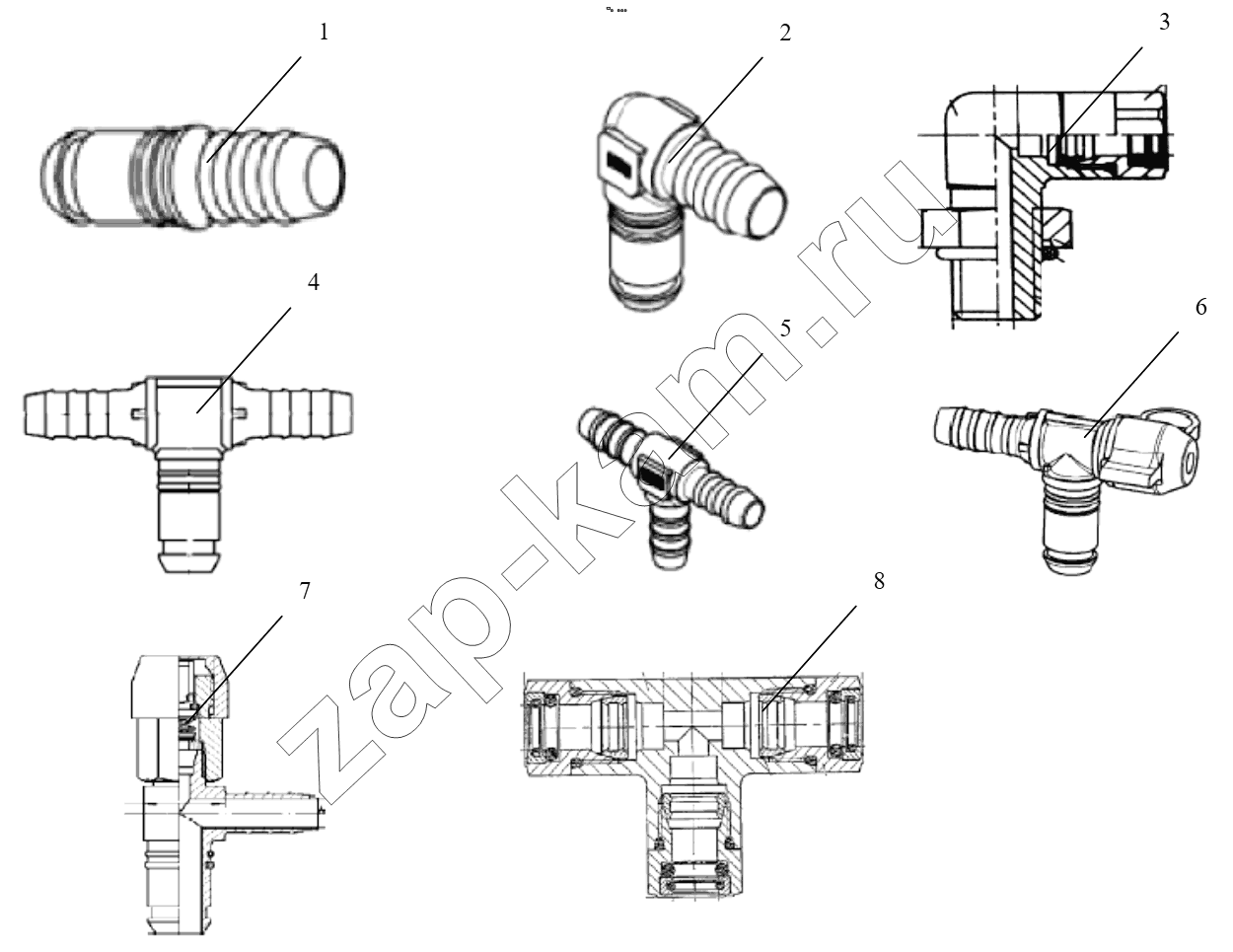 Схема/чертеж: CONNECTING PARTS, LINE & NIPPLE JOINT / Shaanxi Shacman F3000