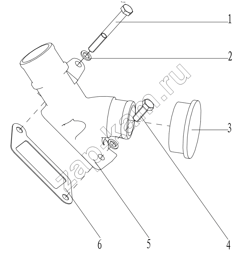 Схема/чертеж: A COMBINED WATER PIPE JOINT GRP100060211 / Shaanxi Shacman F3000