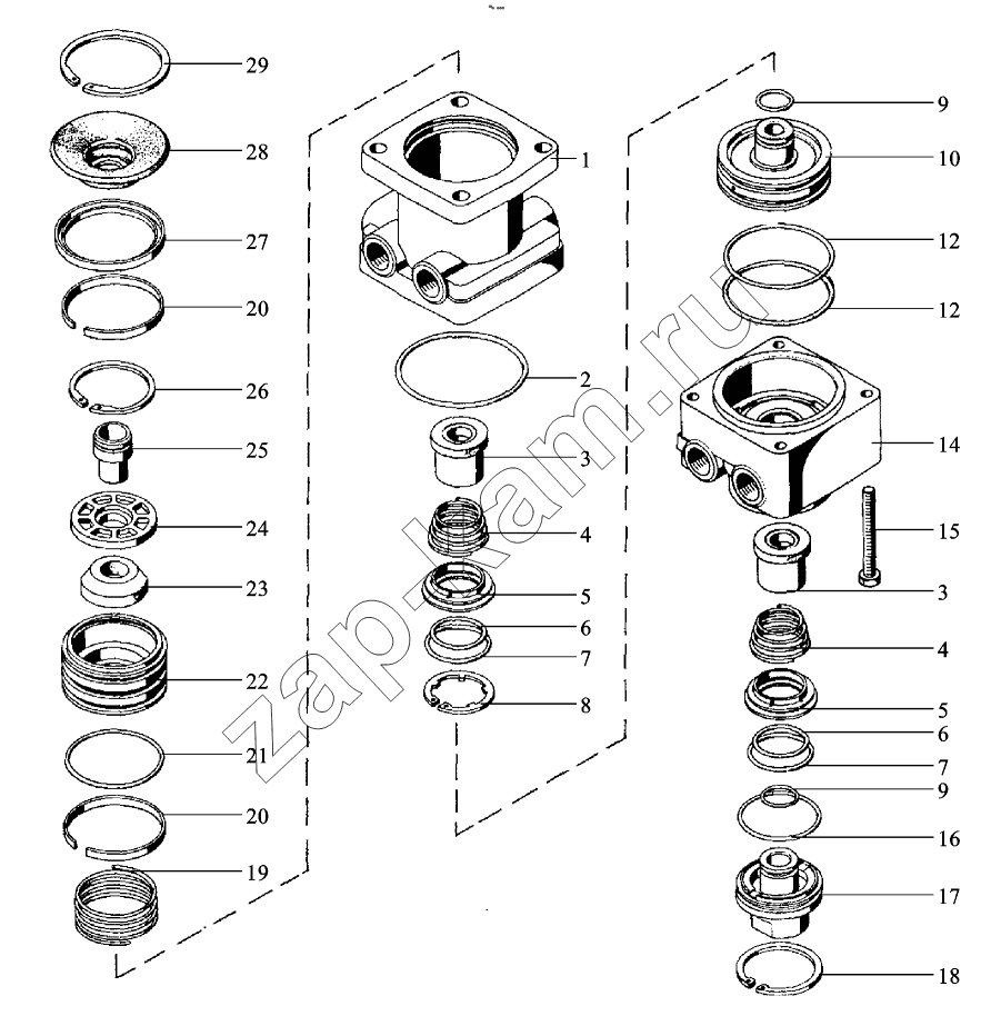 Схема/чертеж: GENERAL BRAKE VALVE / Shaanxi Shacman F2000