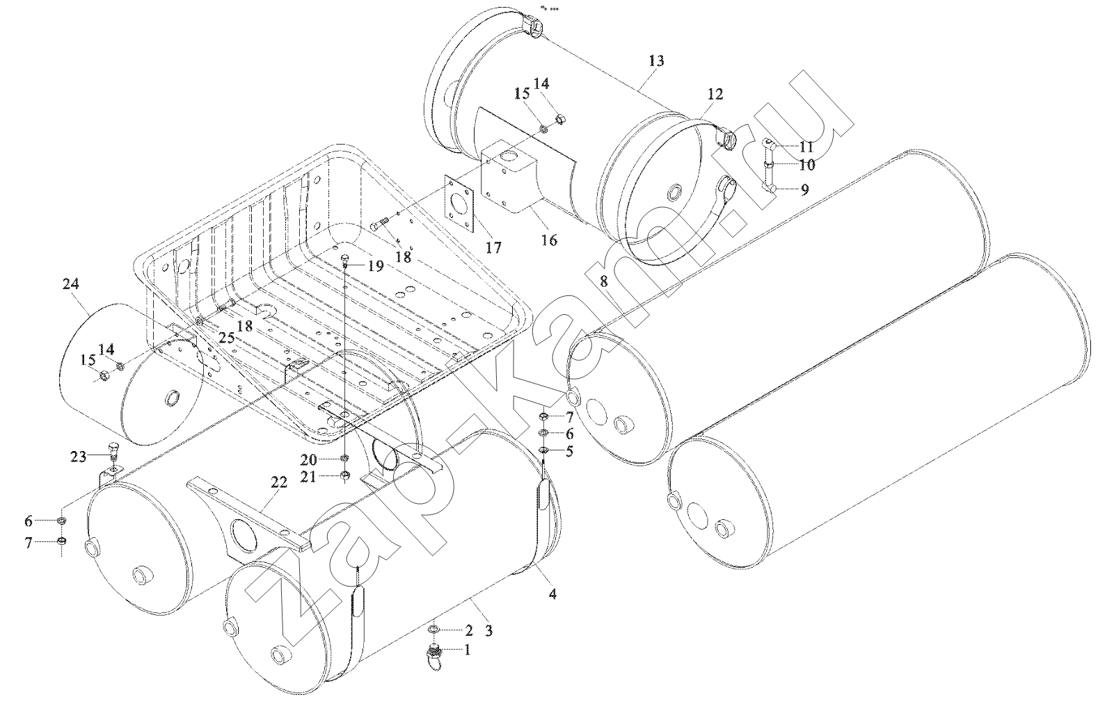 Схема/чертеж: AIR TANK FIXING / Shaanxi Shacman F2000