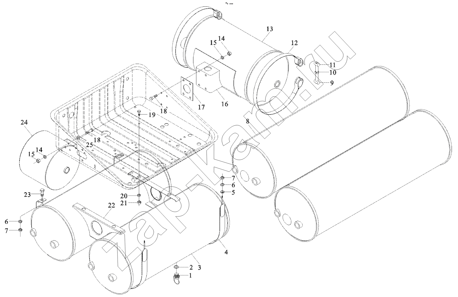 Схема/чертеж: AIR TANK FIXING / Shaanxi Shacman F2000
