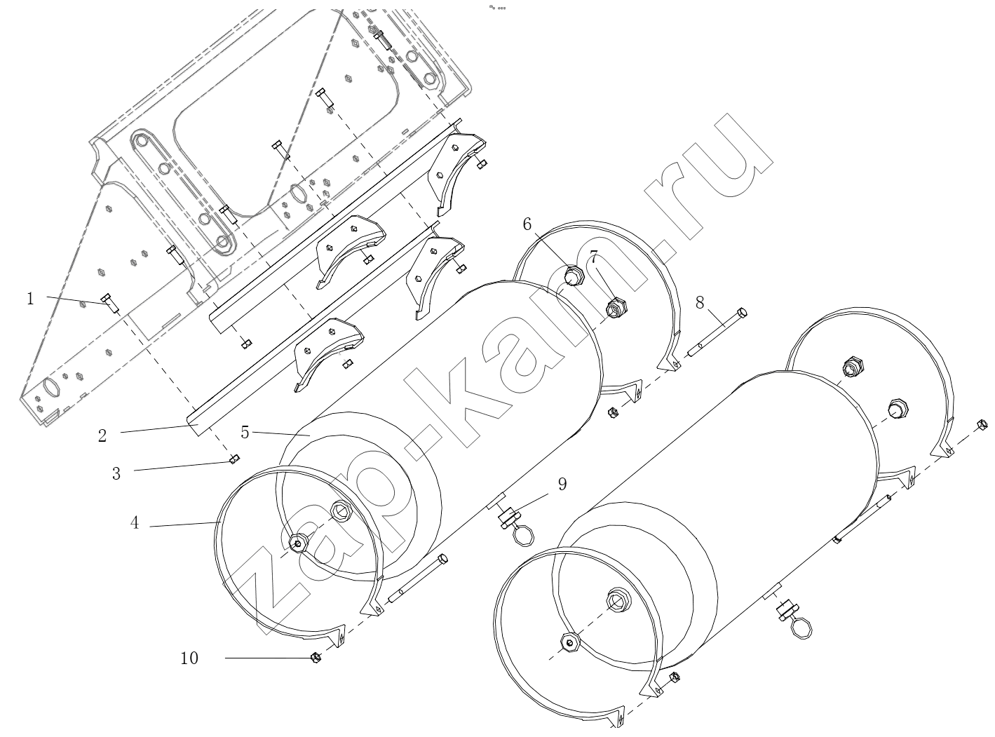 Схема/чертеж: AIR TANK FIXING (II) / Shaanxi Shacman F2000