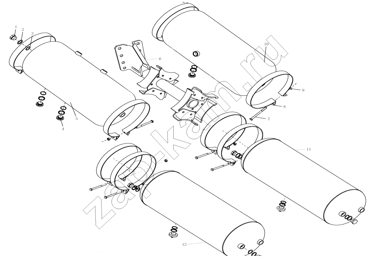Схема/чертеж: AIR TANK FIXING (I) / Shaanxi Shacman F3000