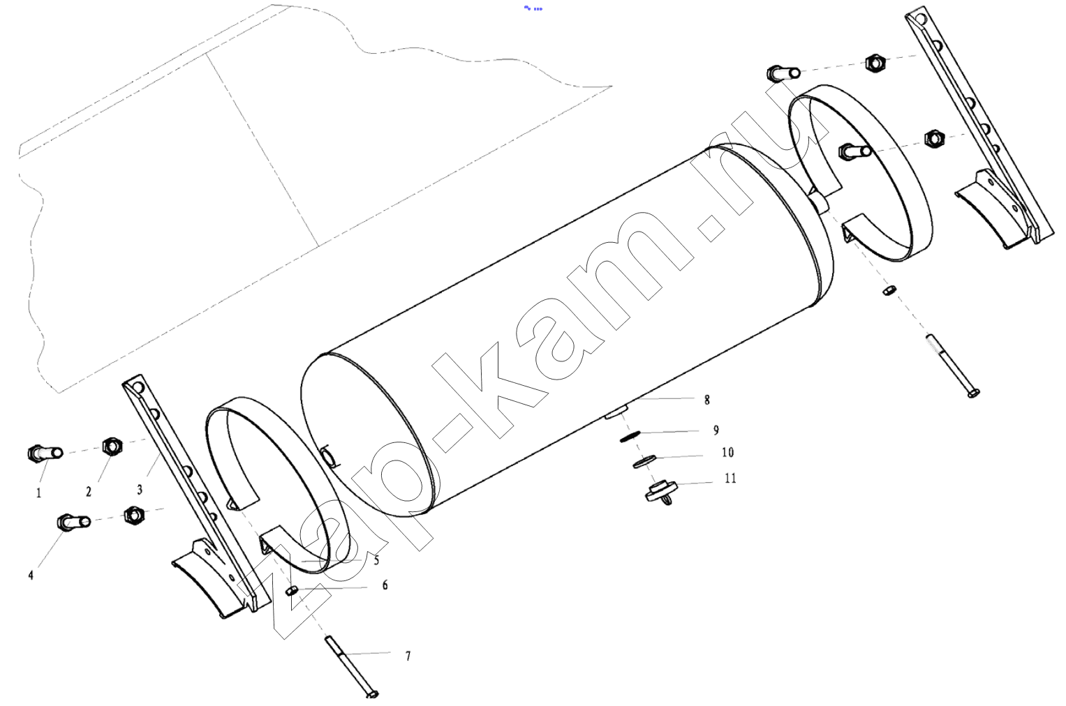 Схема/чертеж: AIR TANK FIXING (II) / Shaanxi Shacman F3000
