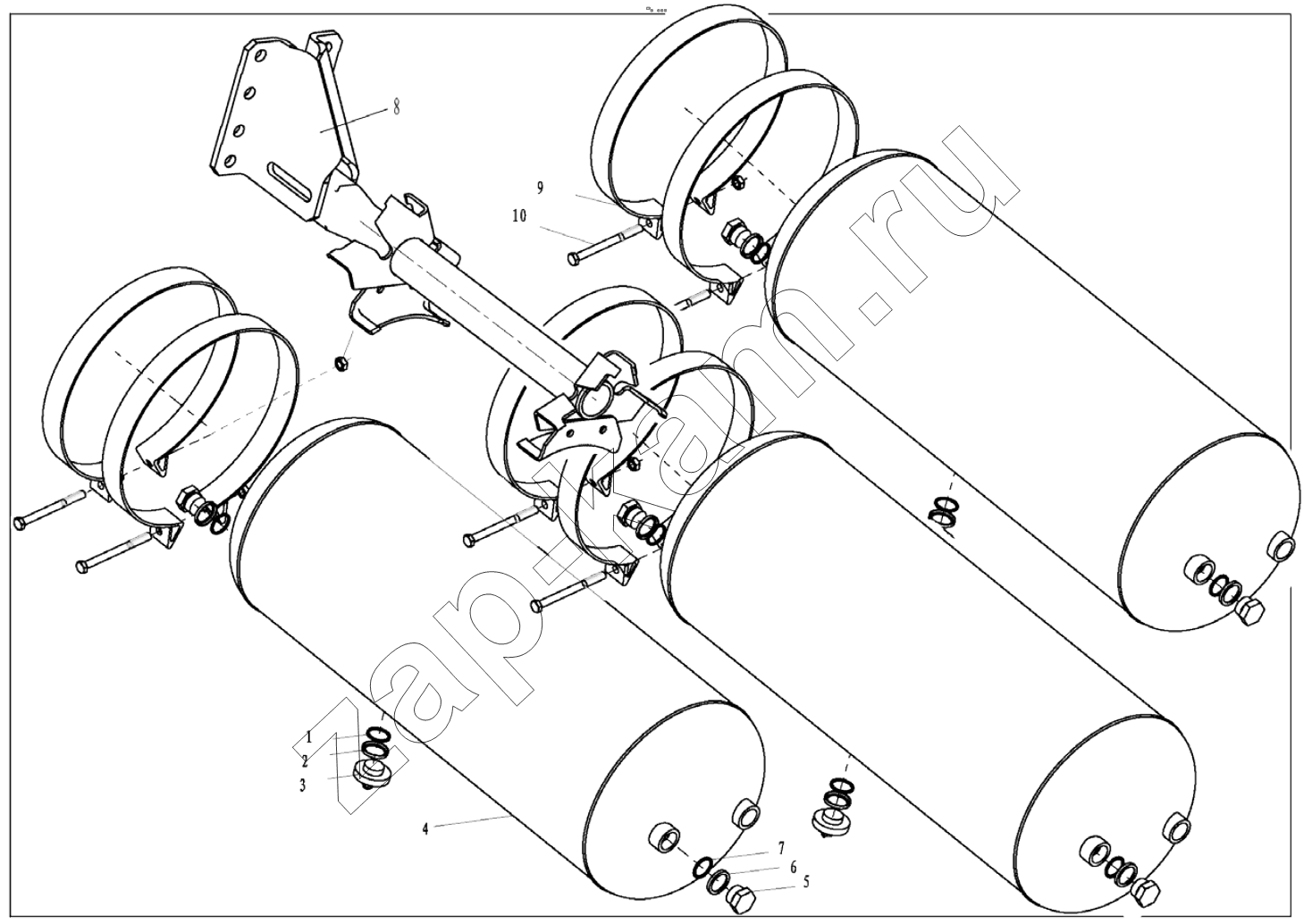 Схема/чертеж: AIR TANK FIXING (I) / Shaanxi Shacman F2000