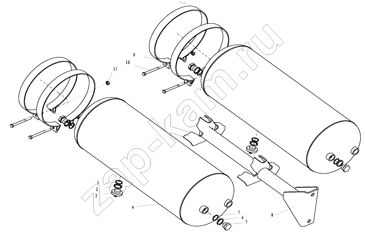 Схема/чертеж: AIR TANK FIXING (I) / Shaanxi Shacman F3000