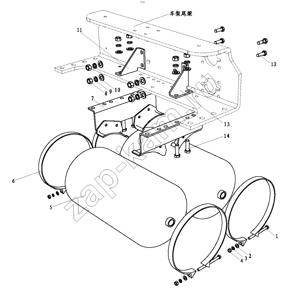 Схема/чертеж: AIR TANK FIXING (II) / Shaanxi Shacman F3000