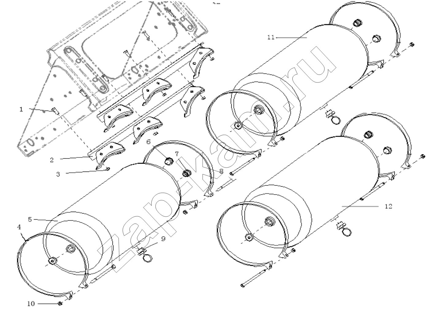 Схема/чертеж: AIR TANK FIXING (II) / Shaanxi Shacman F3000
