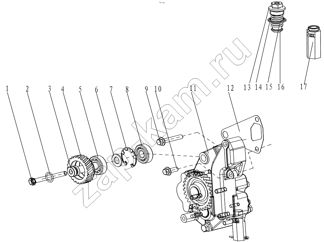 Схема/чертеж: A COMBINED OIL PUMP GRP100070096 / Shaanxi Shacman F2000