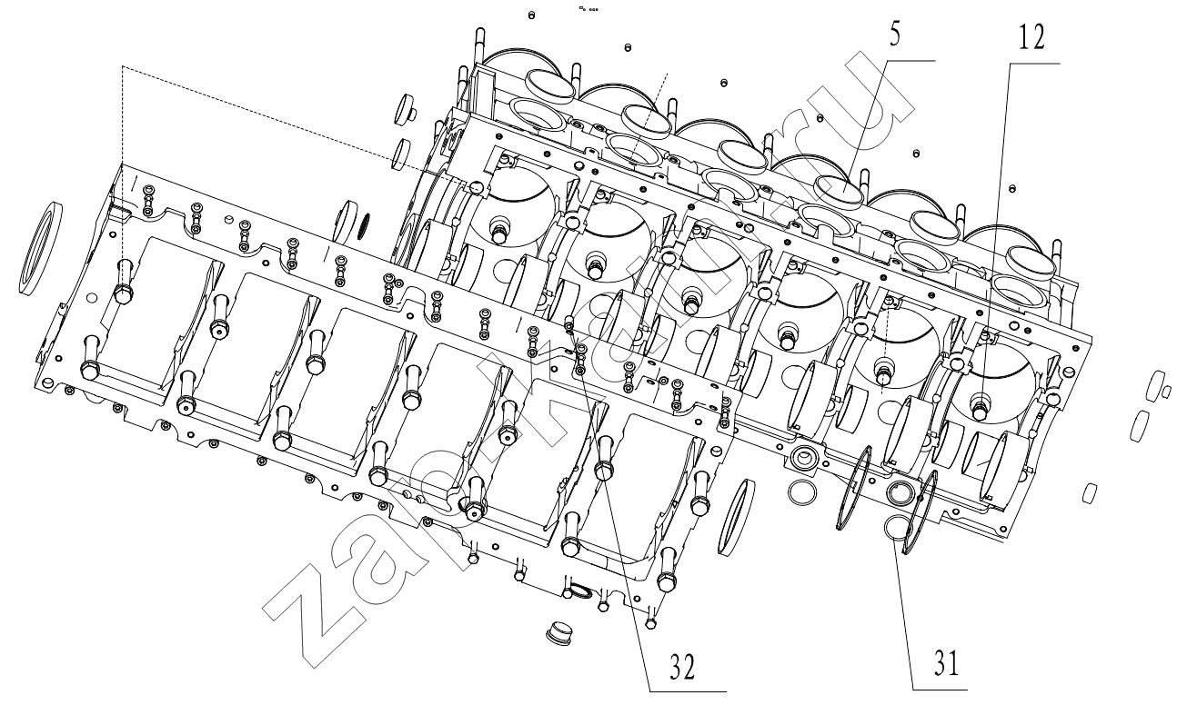 Схема/чертеж: A COMBINED ENGINE BODY GRP100010599 / Shaanxi Shacman F2000