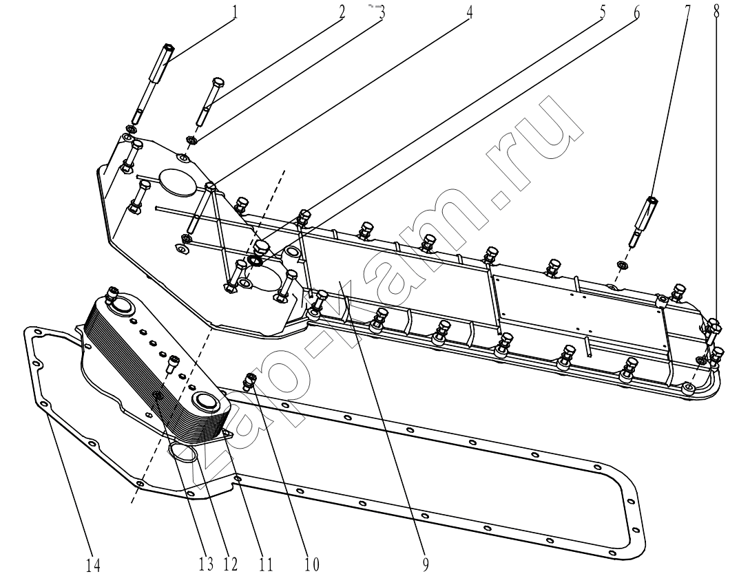 Схема/чертеж: OIL COOLER COVER GRP100070120 300PS / Shaanxi Shacman F2000