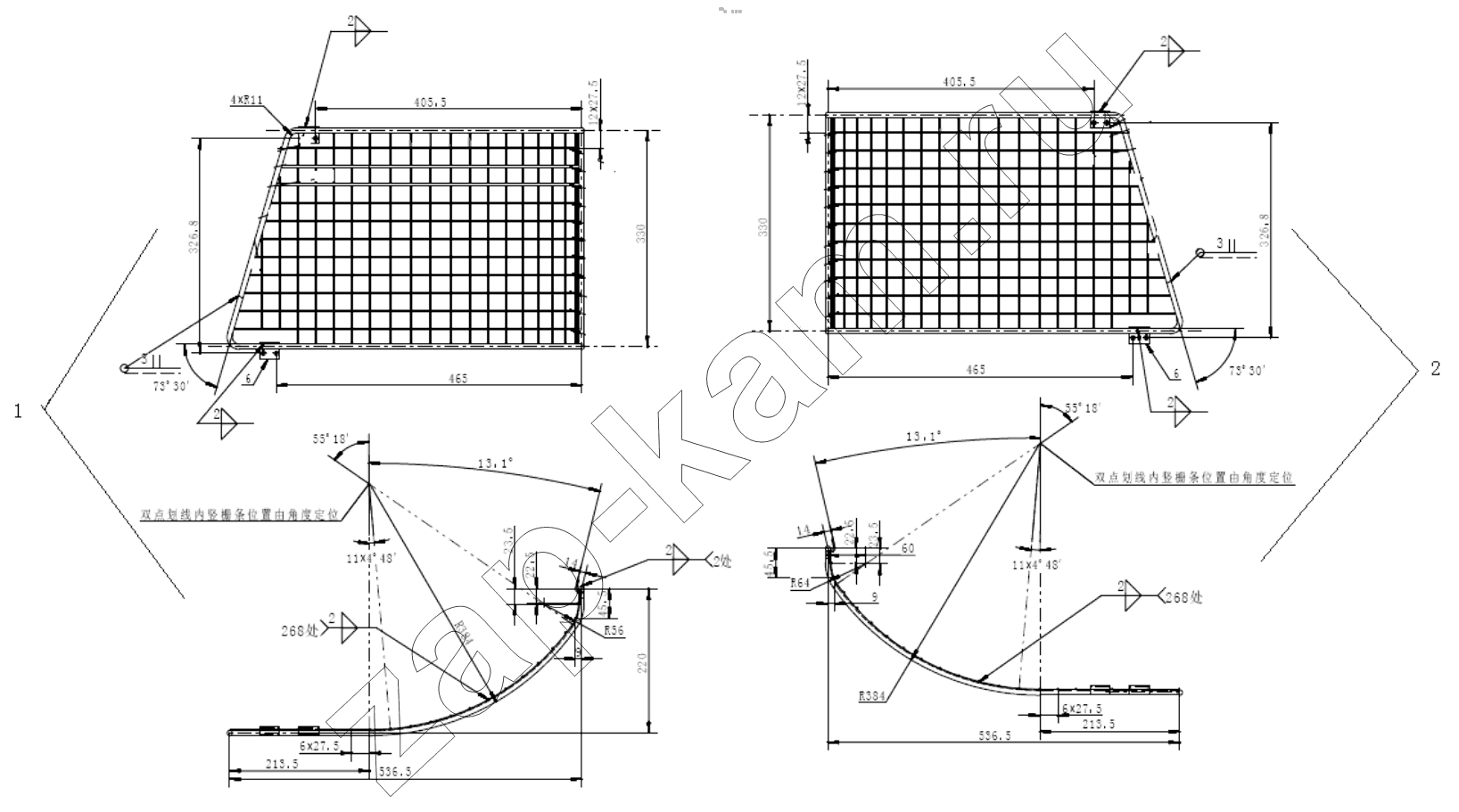 Схема/чертеж: HEADLAMP GUARD GRILLE / Shaanxi Shacman F2000